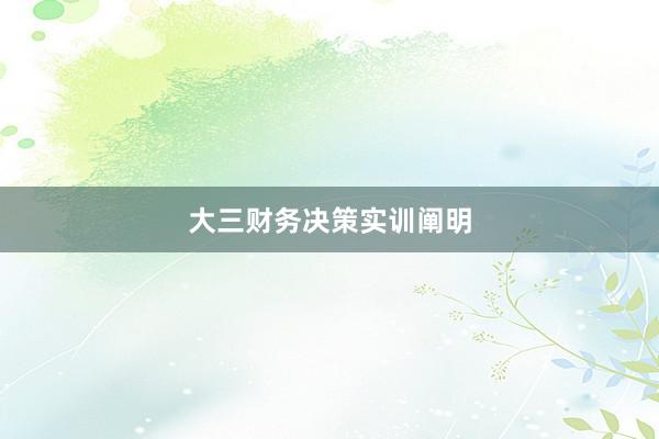 大三财务决策实训阐明