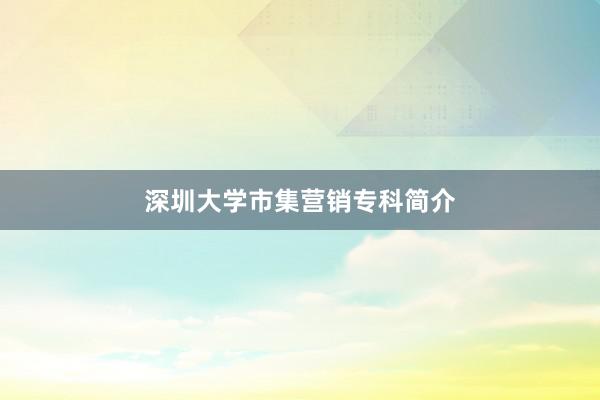 深圳大学市集营销专科简介